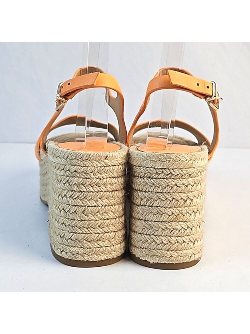 Antonio Melani Light Orange Leather Platform Wedge Ankle Strap Espadrill… - Picture 8 of 16